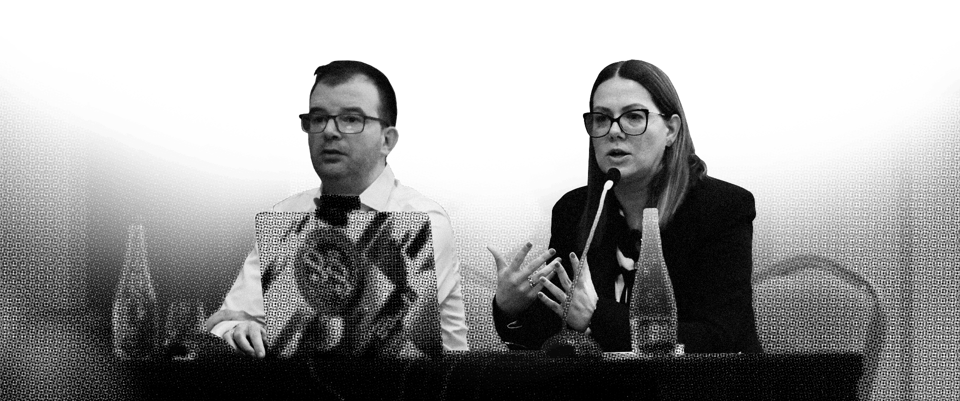 Pozadina sa siluetama predavača