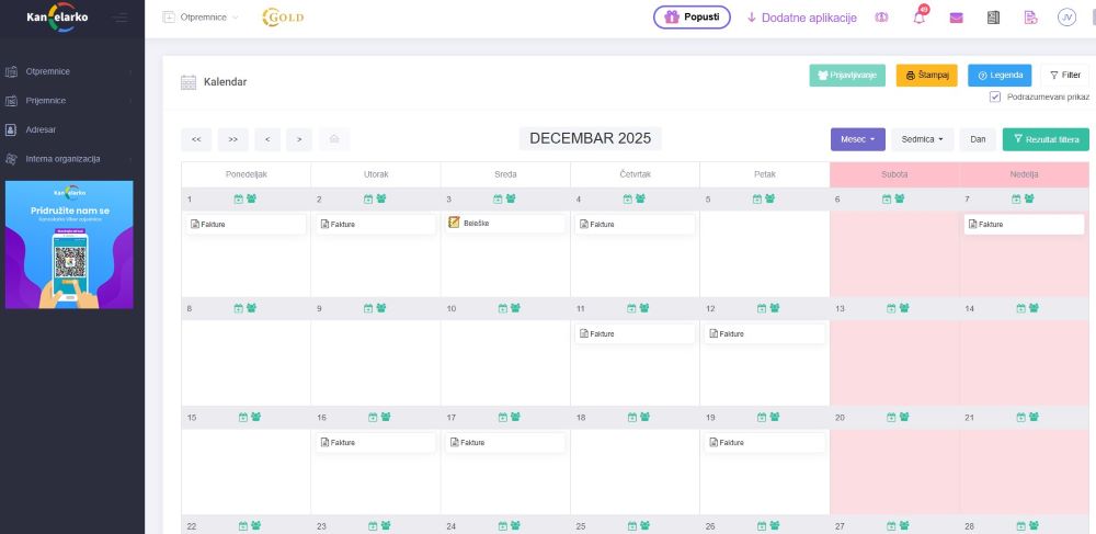 kalendar e-otpremnice